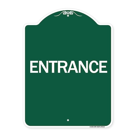 Signmission Designer Series Traffic Entrance Entrance, Green & White Aluminum Sign, 18" x 24", GW-1824-24612 A-DES-GW-1824-24612